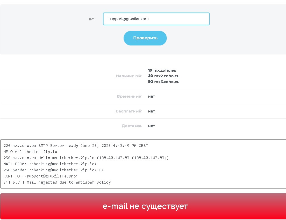 Gruxilara проверка почты