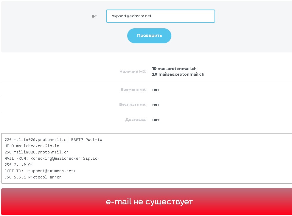 Aximora проверка электронной почты