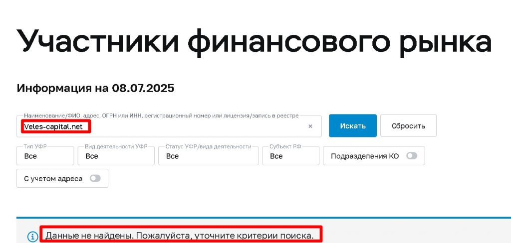 VelesCapital проверка лицензии