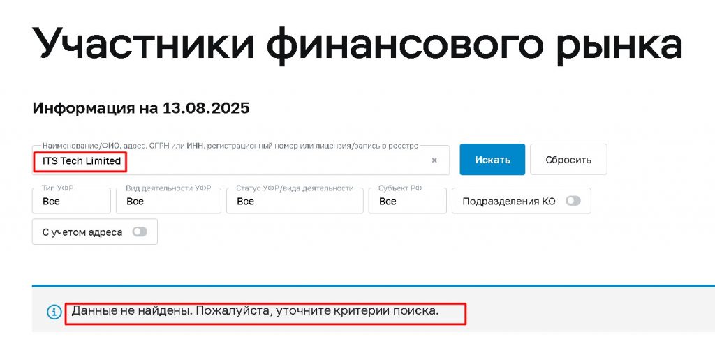ITS Tech Limited проверка лицензии