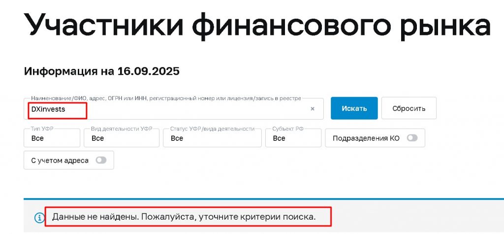 DXinvests проверка лицензии