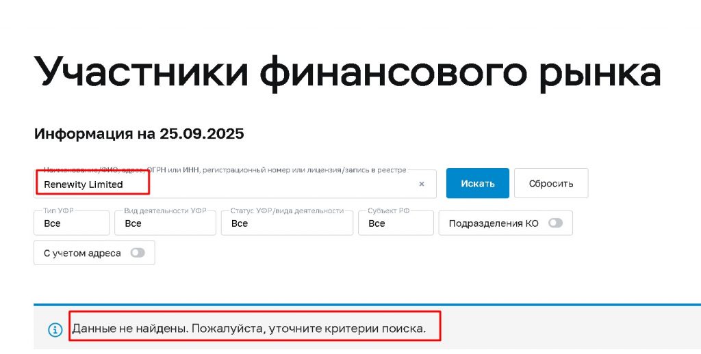 Renewity Limited проверка лицензии