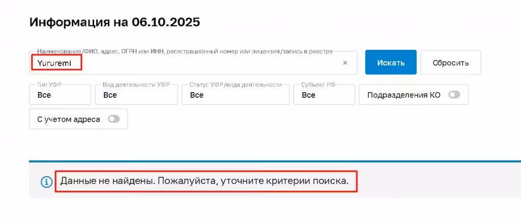 Yururemi проверка лицензии