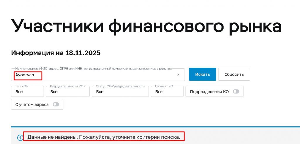 Ayoorvan проверка лицензии