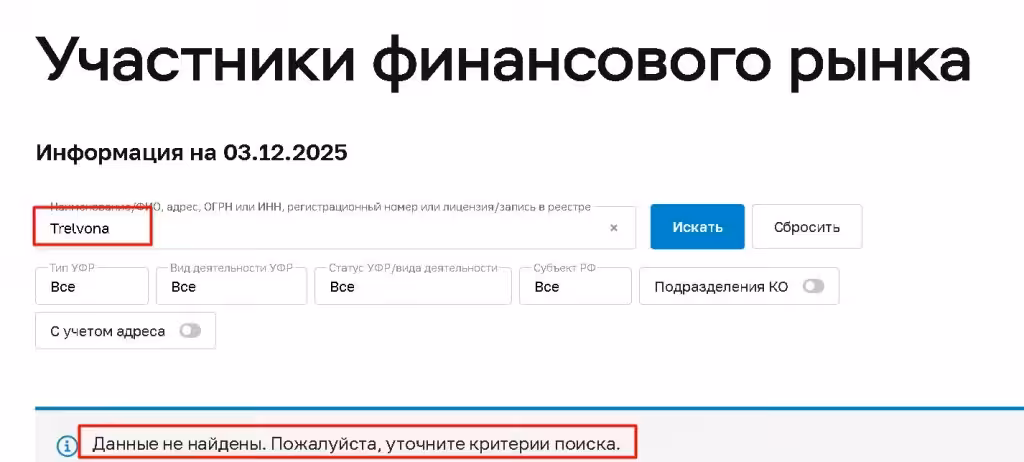 Trelvona (trelvona.com, trel-vona.pro) проверка лицензии