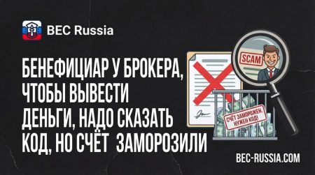 Бенефициар у брокера, чтобы вывести деньги, надо сказать код, но счёт заморозили